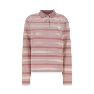 PRADA Women's Striped Long Sleeve Polo Shirt "Pink"