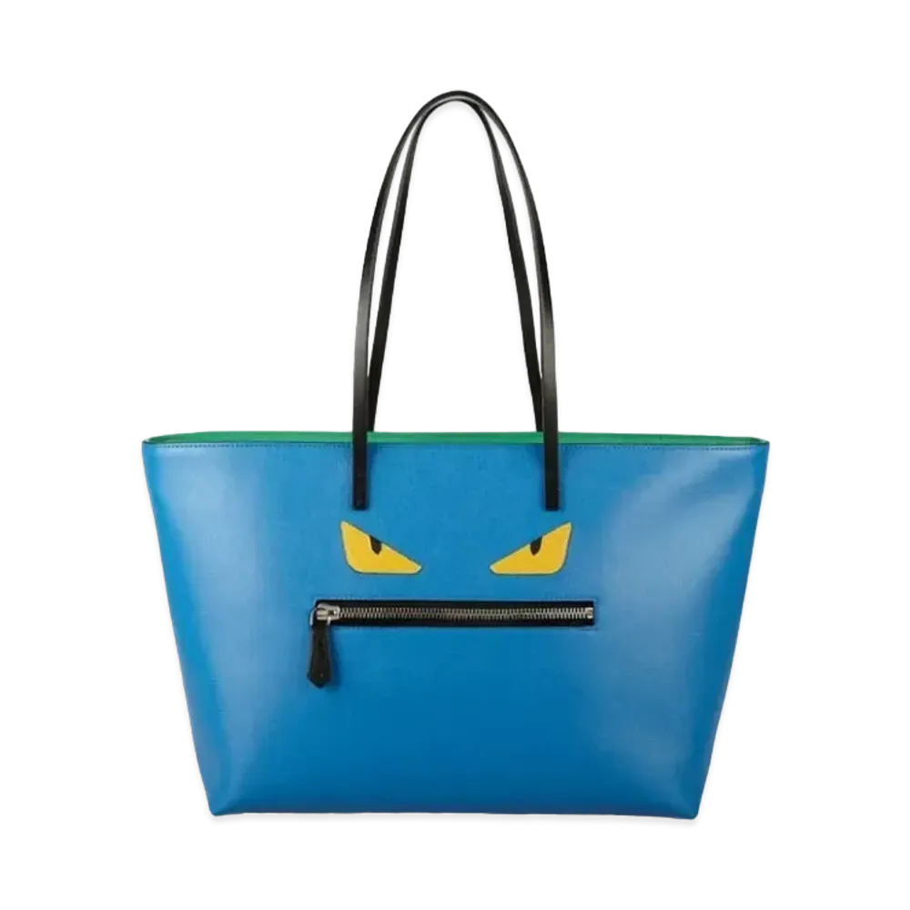 FENDI ROLL Bag Monster Leather Tote Bag Light "Blue"