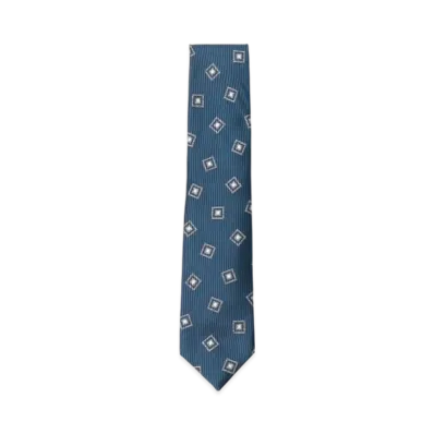 BEAMS Fermo Fossati Silk Fine Print Tie "Petrol"