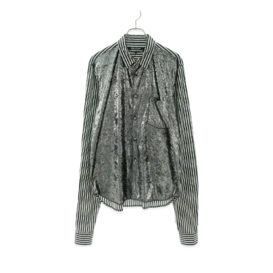 Chrome Hearts x COMME des GARCONS Front Switch Cross Patch Stripe L/S Shirt "White/Black"