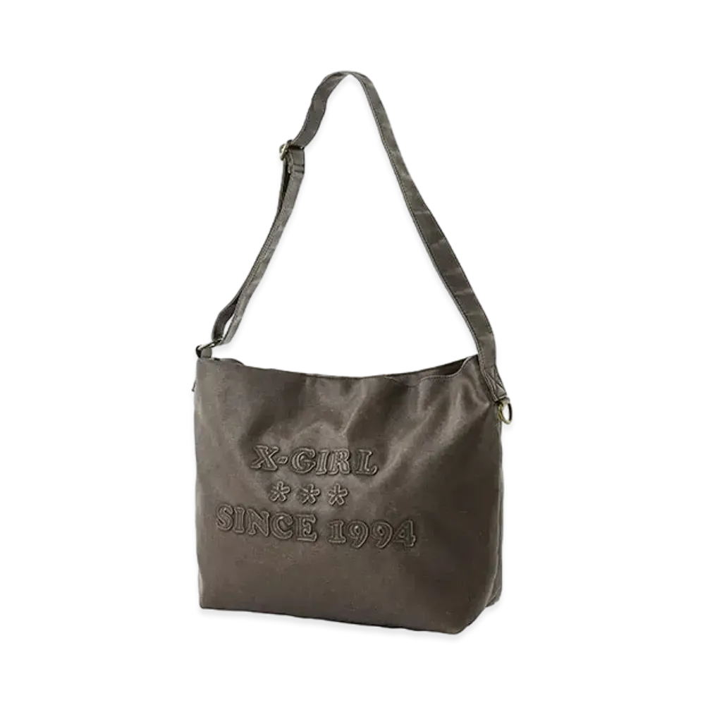 X-Girl Patched Logo X-Girl Faux Leather Shoulder Bag "Brown"