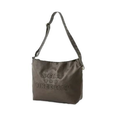 X-Girl Patched Logo X-Girl Faux Leather Shoulder Bag "Brown"