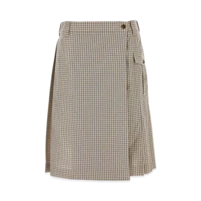 MIU MIU Women's Embroidered Nylon Blend Skirt "Beige"