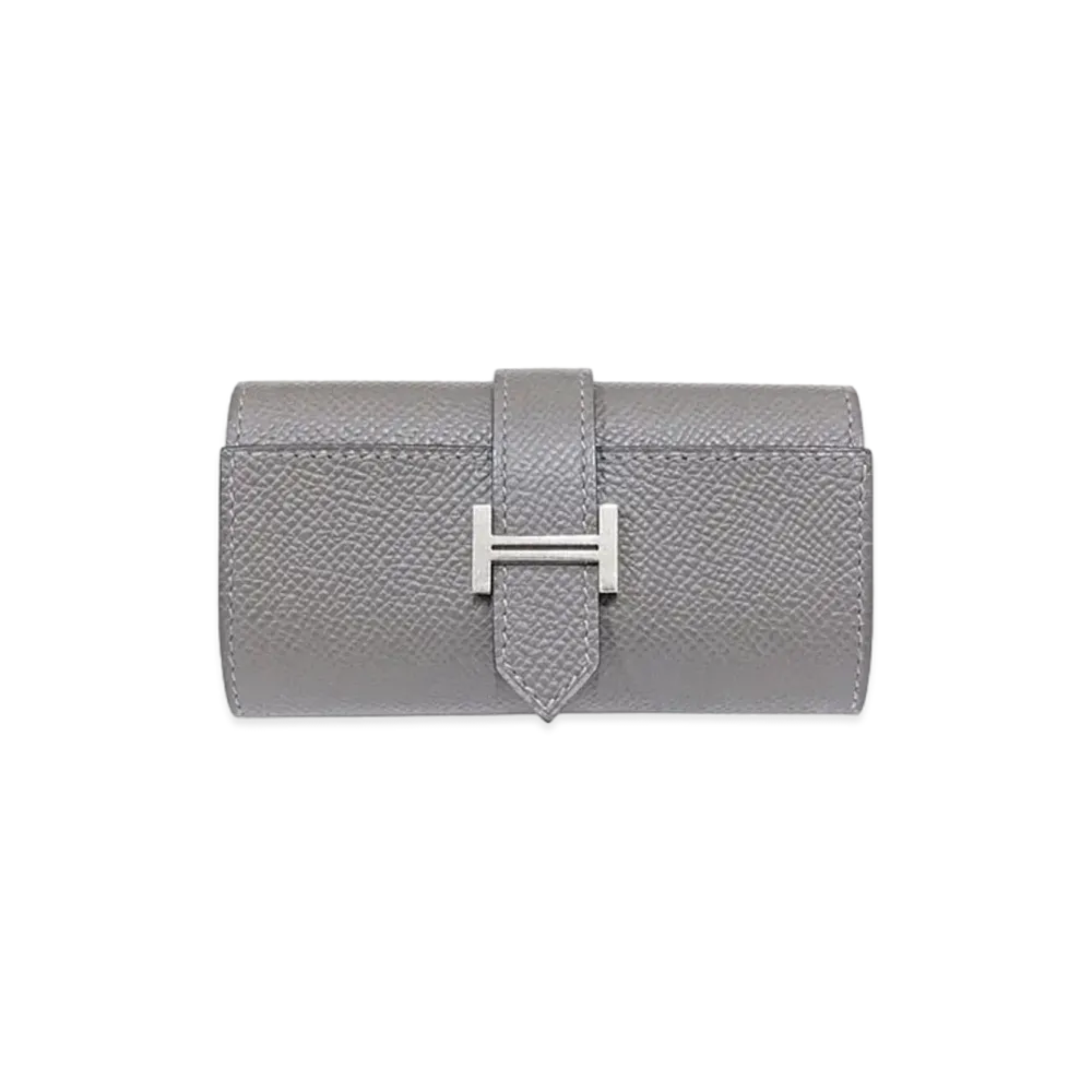 Hermes Bearn 4 Key Case Veau Epsom "Gris Meyer/Silver"