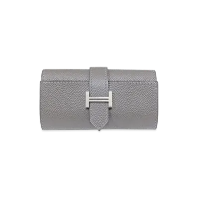 Hermes Bearn 4 Key Case Veau Epsom "Gris Meyer/Silver"