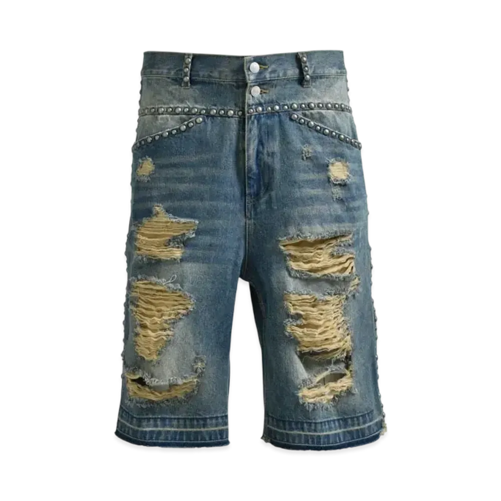 BREATH Suicide Studs Denim Shorts "Indigo"