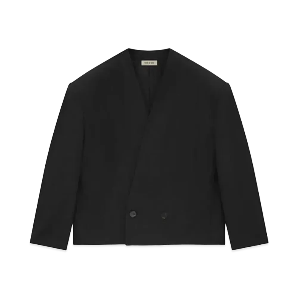 FEAR OF GOD Wool Gabardine Cropped Lapelless Blazer "Black"