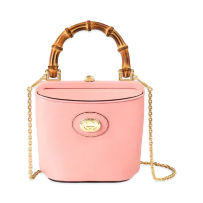 GUCCI Mini Bamboo Bucket Bag With Chain "Pastel Pink"