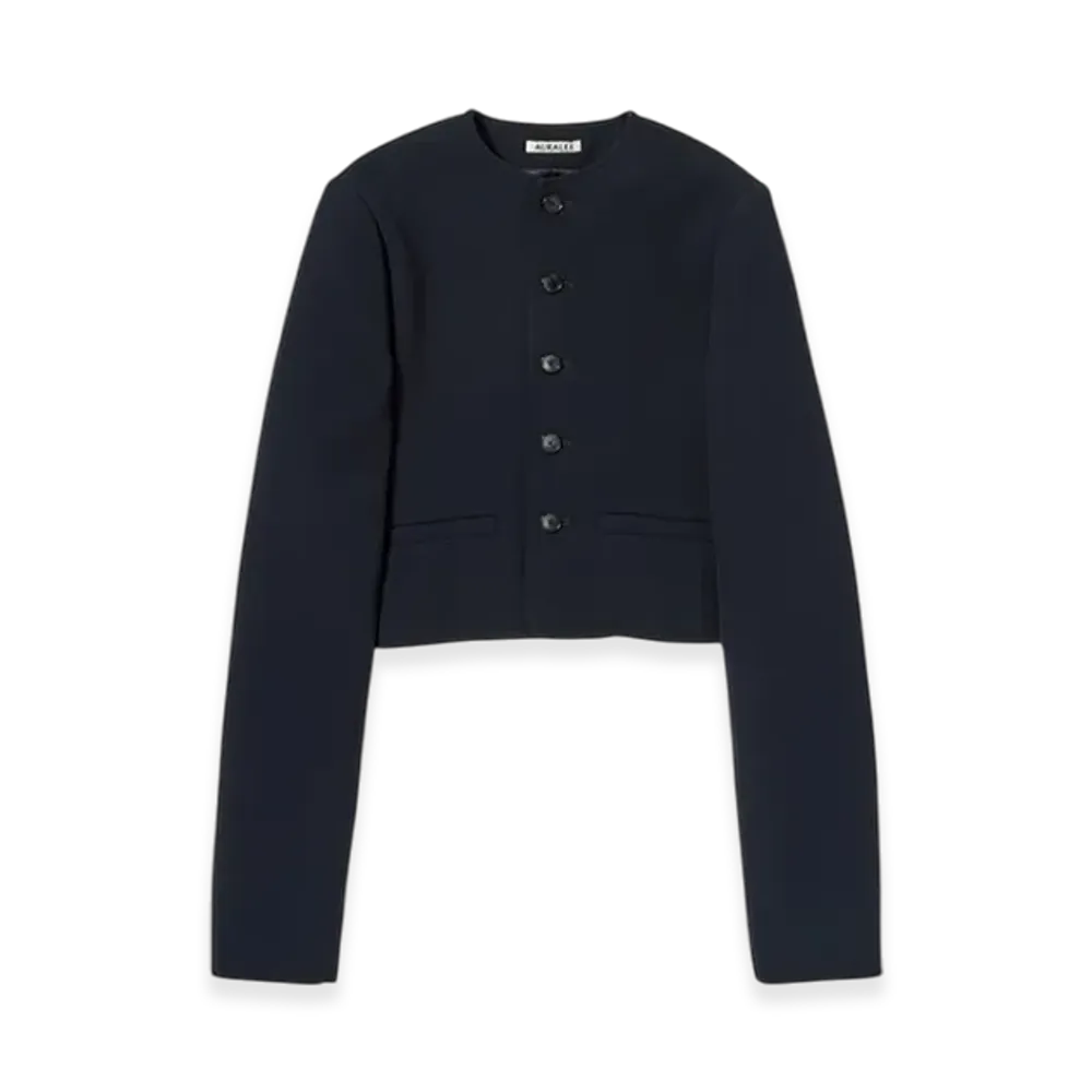 AURALEE High Density Wool Twill Short Jacket "Dark Navy"