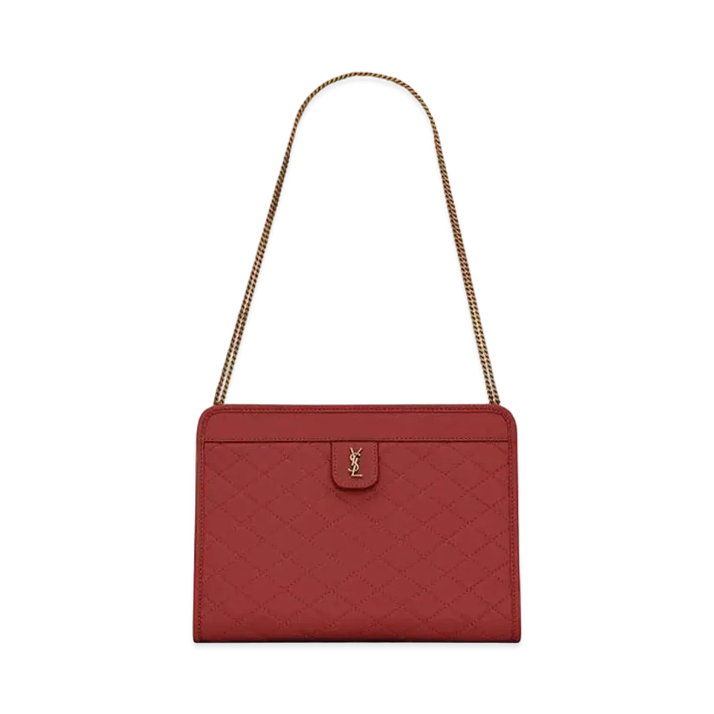 Saint Laurent Victoire Baby Clutch In Leather "Rouge Opium"