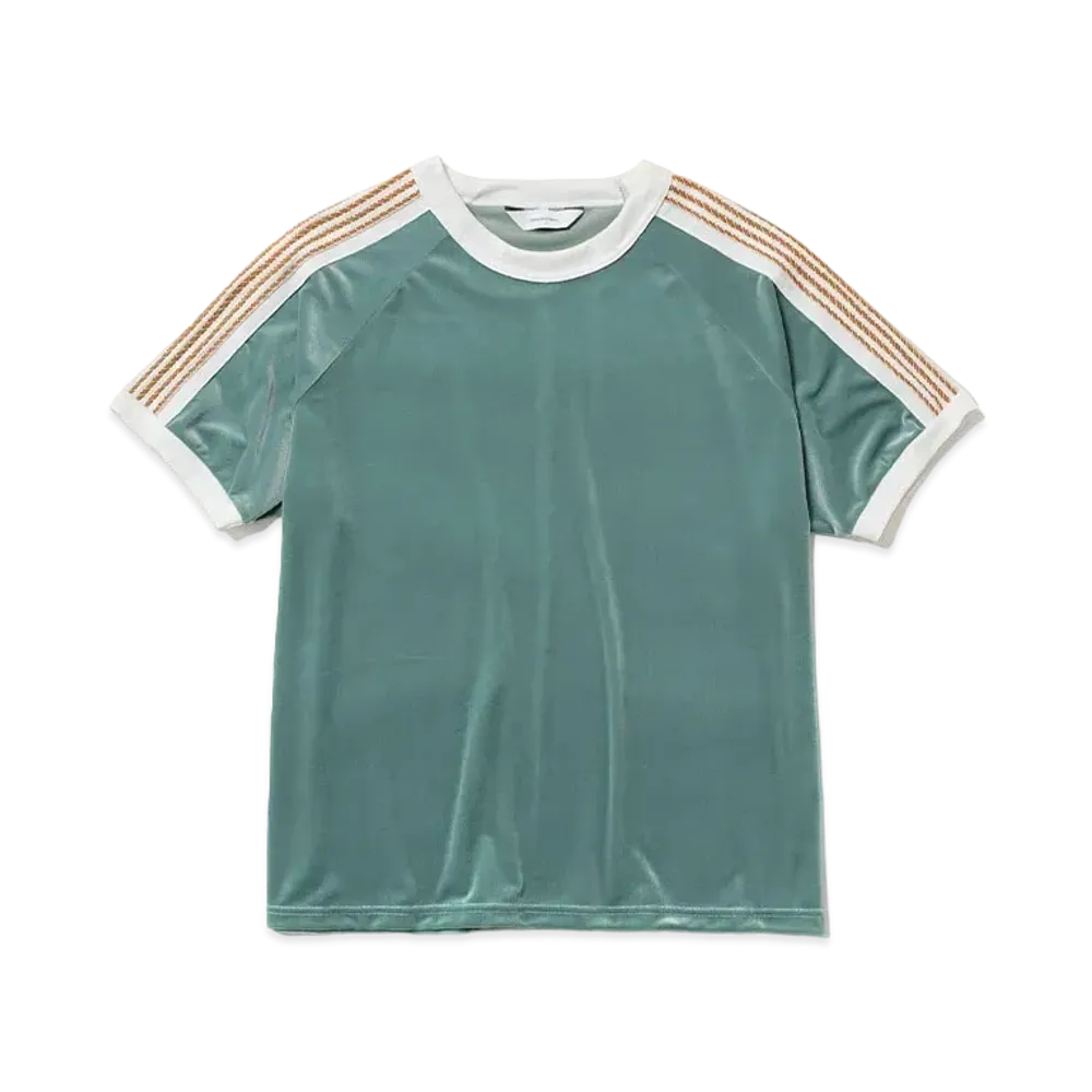 Sasquatchfabrix Lace Tape Velour T-Shirt "Blue Green"