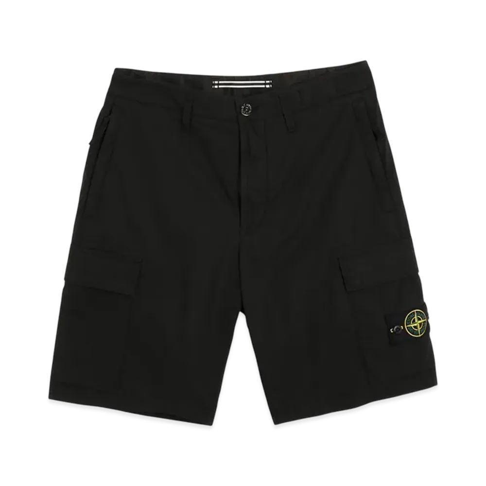 Stone Island L0803 Stretch Cotton Tela Paracadute Garment Dyed Cargo Bermuda Shorts - 22SS "Black"