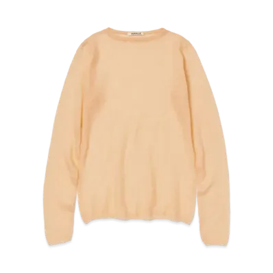 AURALEE Kid Mohair Sheer Knit Boat Neck P/O "Light Orange"