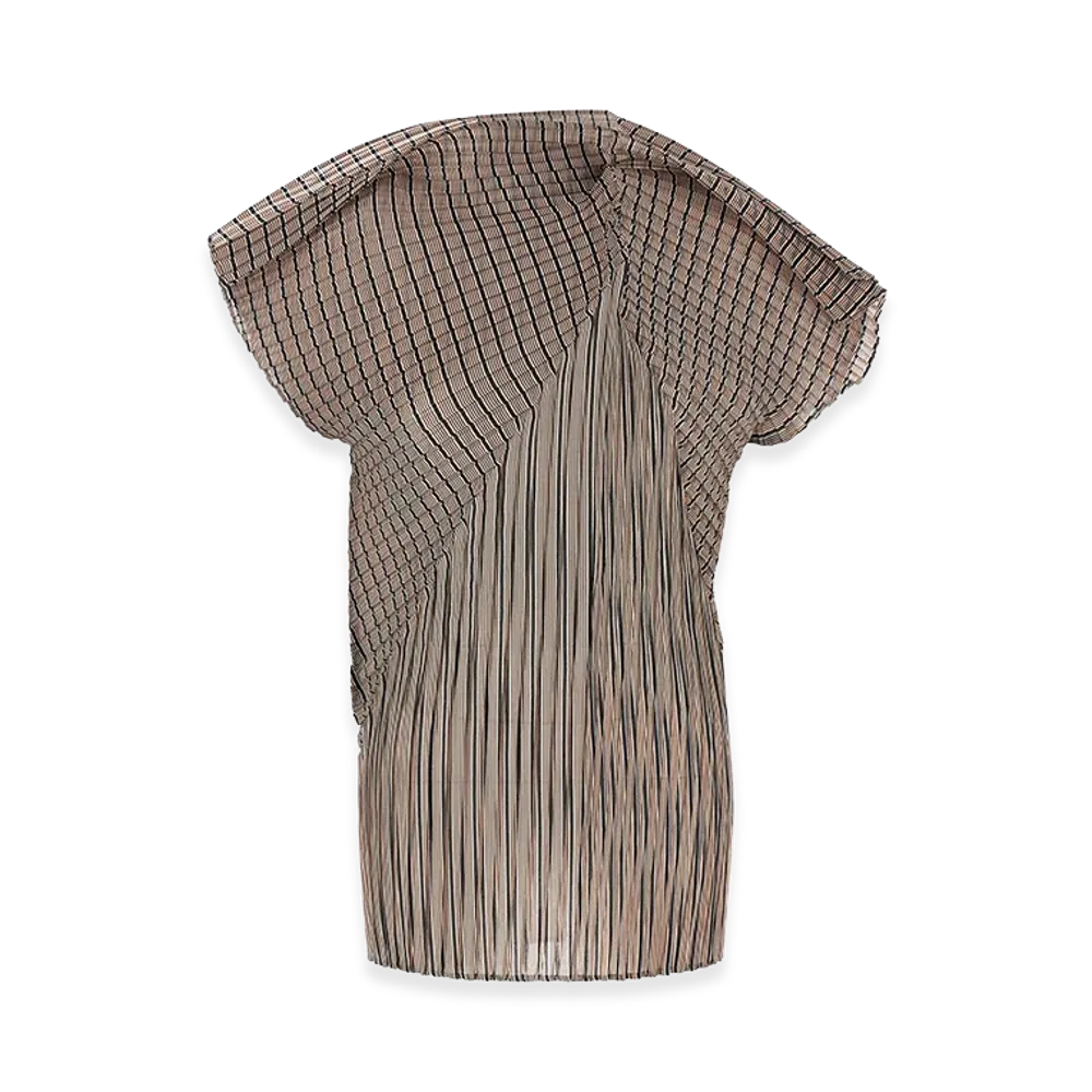ISSEY MIYAKE Womens Generic Stripes Machine Pleats Top "Green"