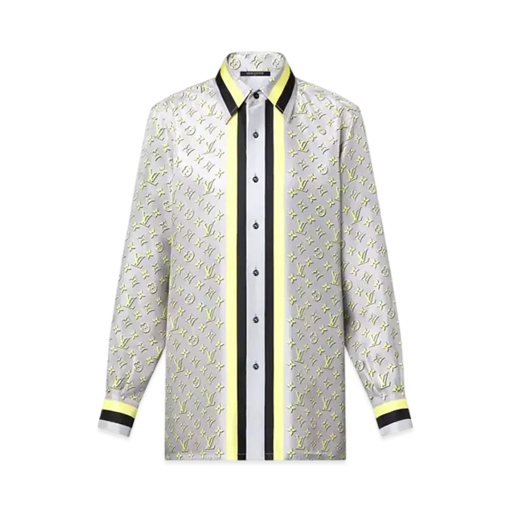 Louis Vuitton 3D Monogram Stripe Accent Pajama Shirt "Gris"