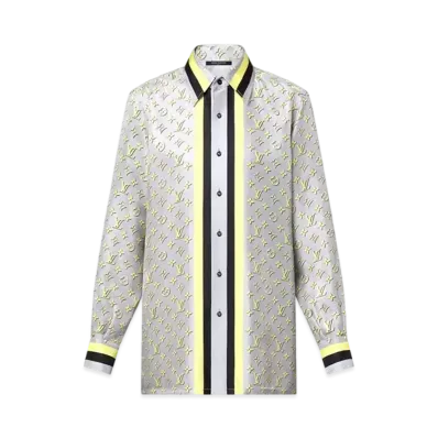 Louis Vuitton 3D Monogram Stripe Accent Pajama Shirt "Gris"