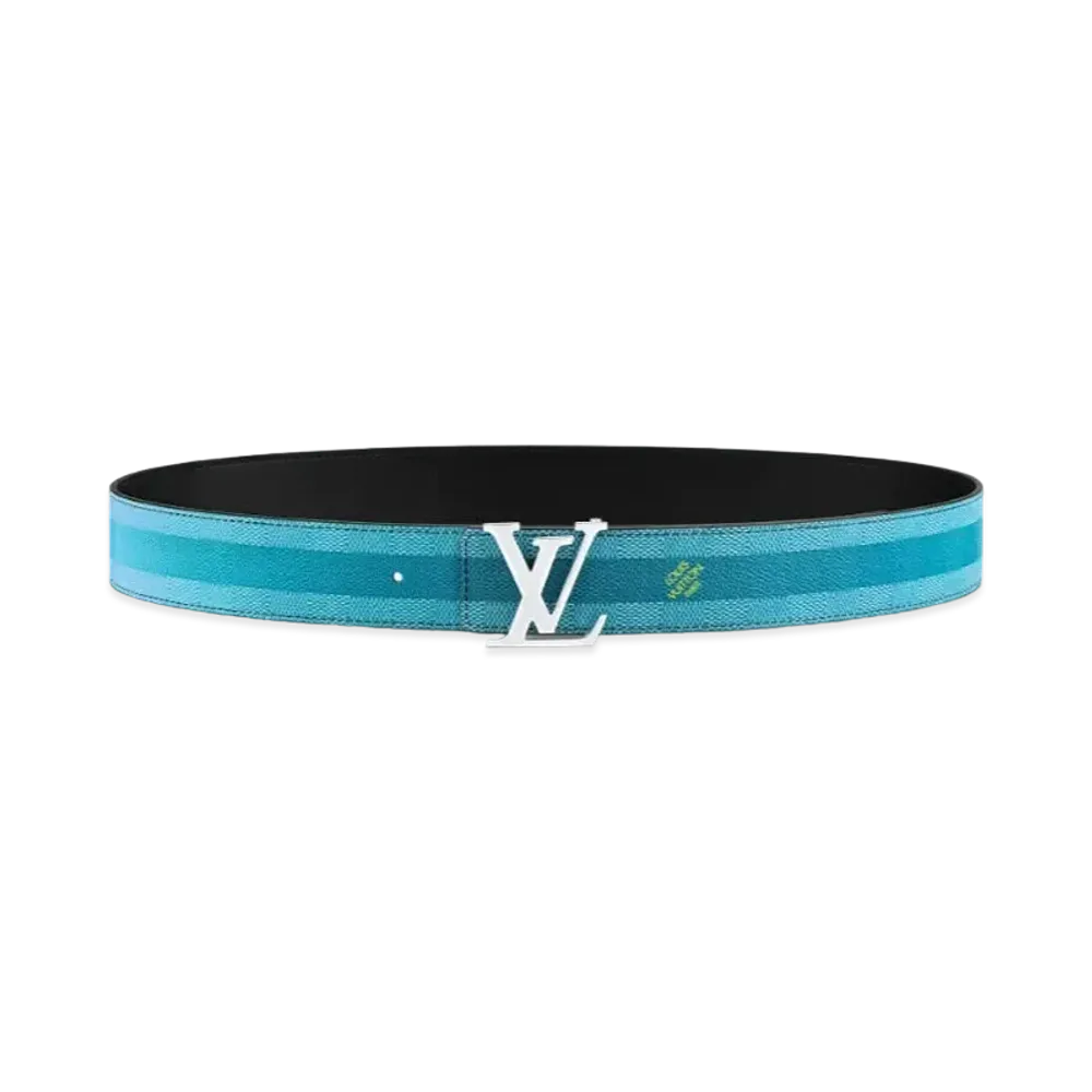 Louis Vuitton LV Initiales Damier Stripes 40Mm Reversible Belt "Blue"