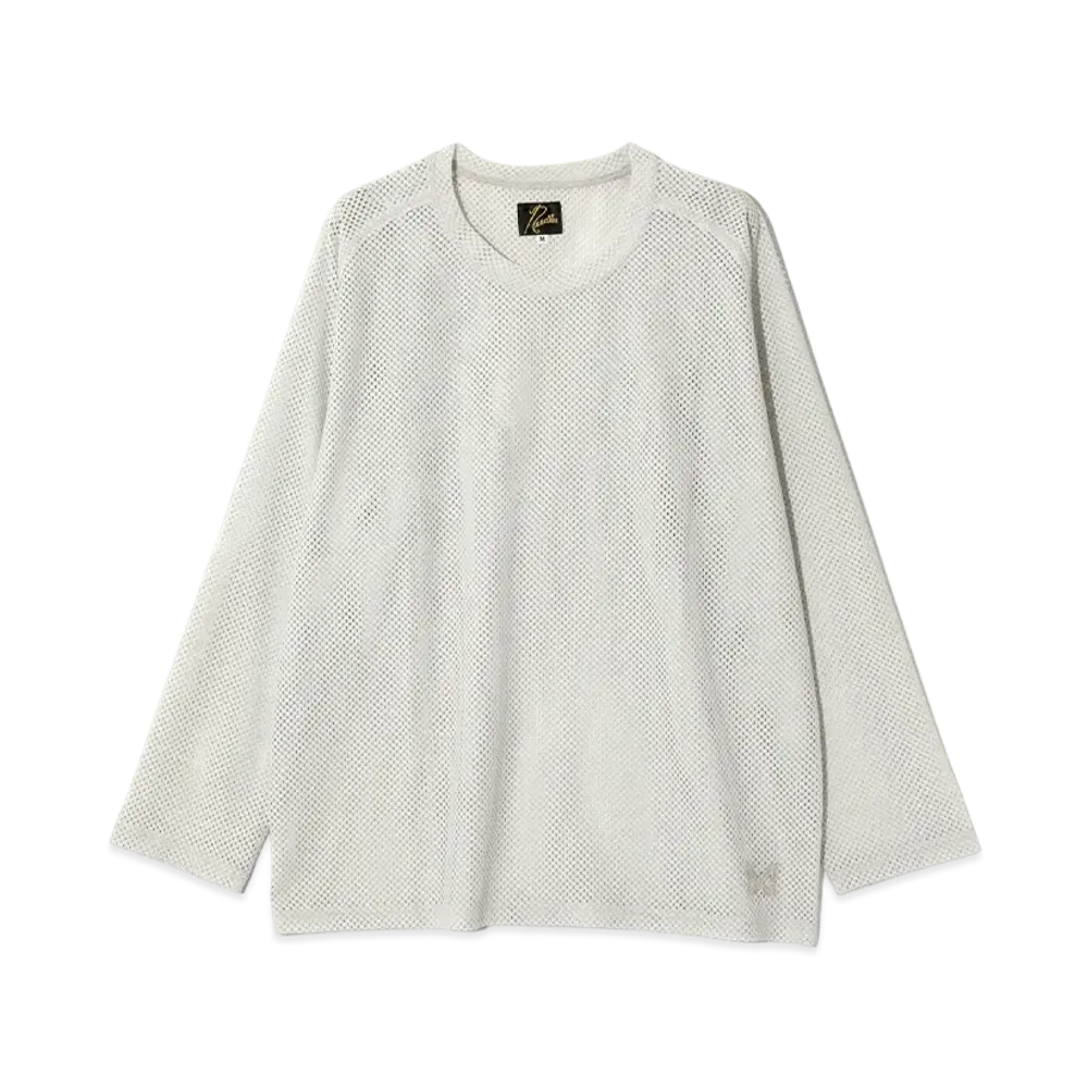 NEEDLES L/S U-Neck Tee - Raschel Lace "White"
