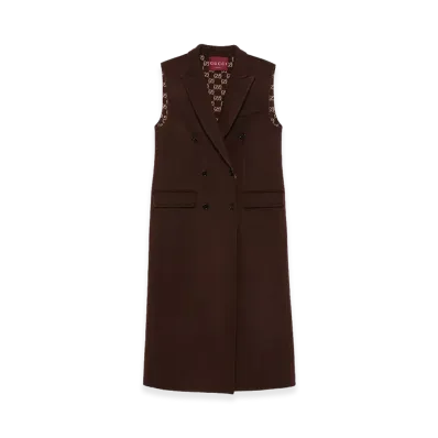 GUCCI Women's Wool Blend Vest "Brown"