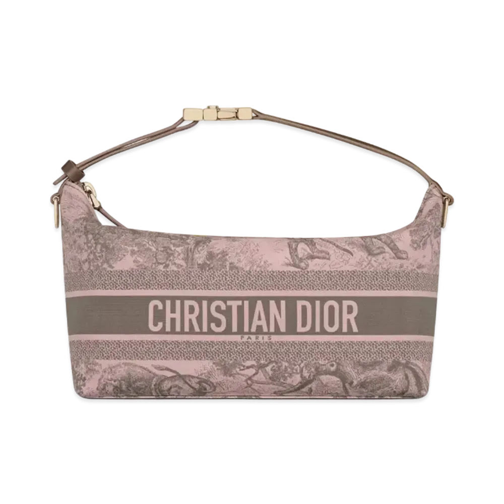 Dior Medium Travel Nomad Pouch Toile Sauvage Motif "Gray/Pink"