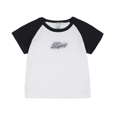 X-Girl Spray Print And Embroidery S/S Raglan Baby Tee "White"