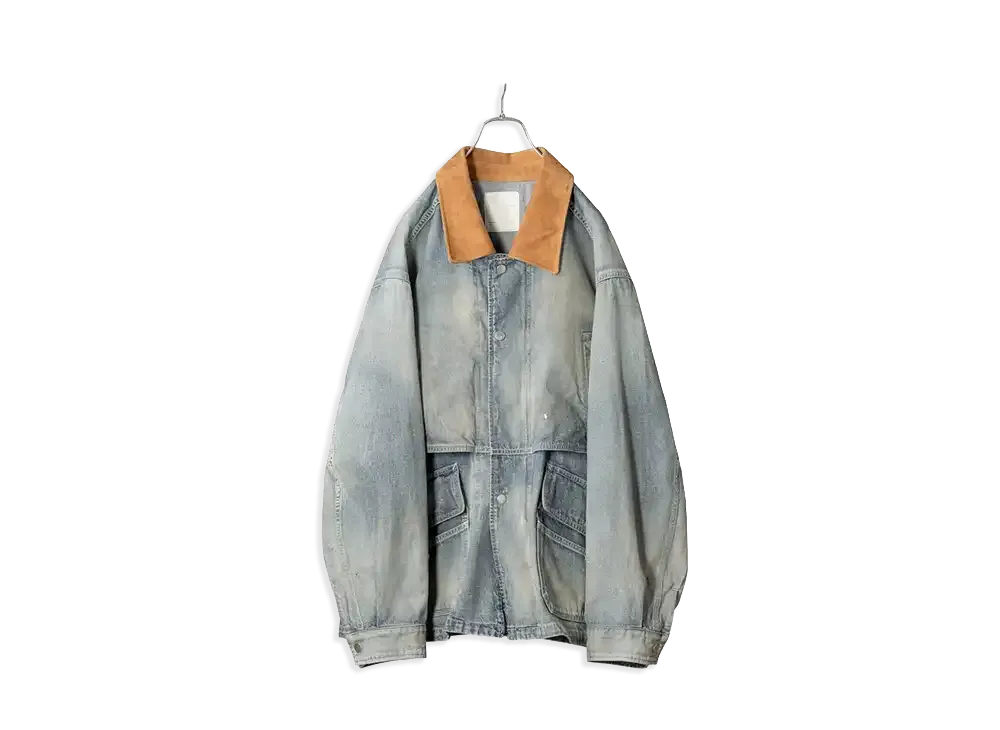 ANCELLM Aging Denim Half Jacket "Indigo"