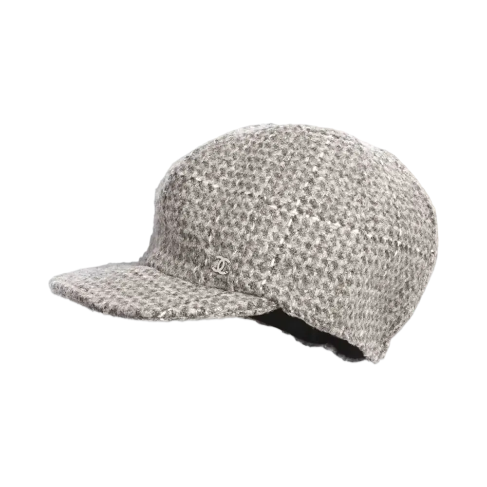CHANEL Cap Wool Tweed "Gray"