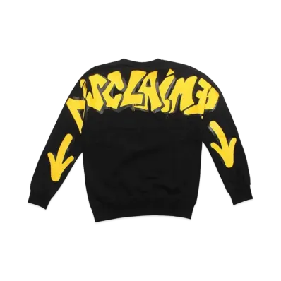 DISCLAIMER MAGLIA UOMO GIROCOLLO IN FELPA "NERO/ST.GIALLO OCRA"