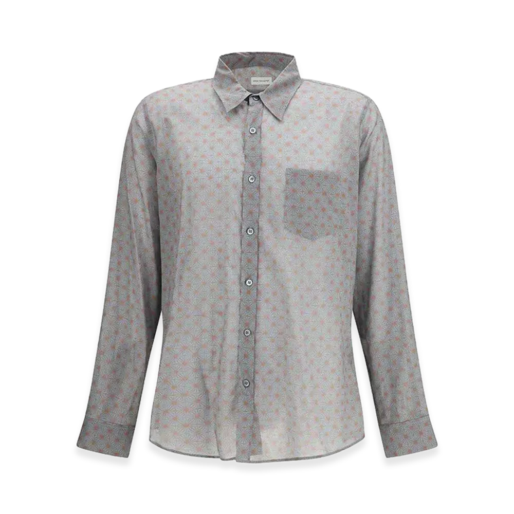 DRIES VAN NOTEN Long-Sleeved Shirt With Graphic Motif "Gray"