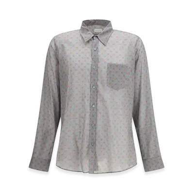 DRIES VAN NOTEN Long-Sleeved Shirt With Graphic Motif "Gray"