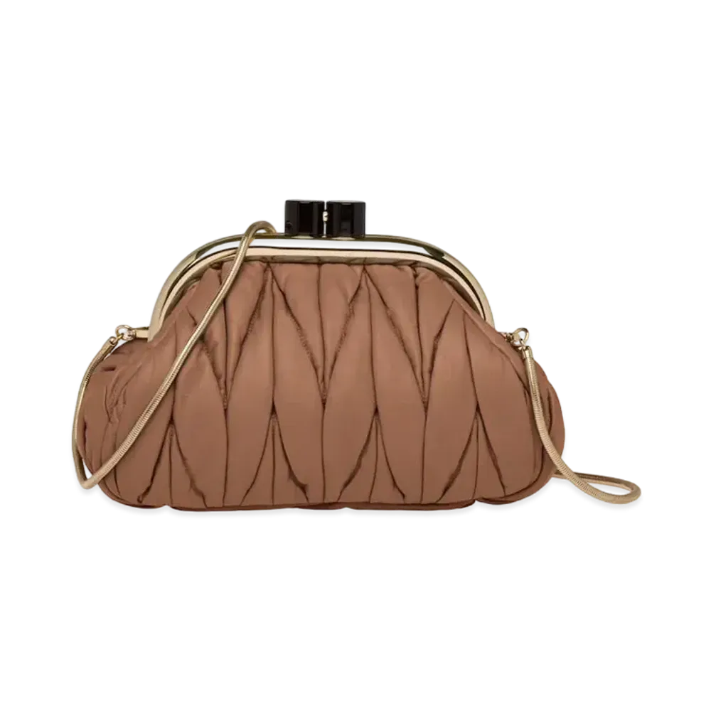 MIU MIU Miu Belle Nappa Leather Clutch "Cognac"