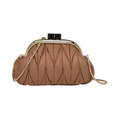 MIU MIU Miu Belle Nappa Leather Clutch "Cognac"