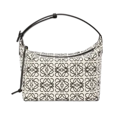 LOEWE Cubi Bag In Anagram Jacquard And Calfskin "Ecru / Black"