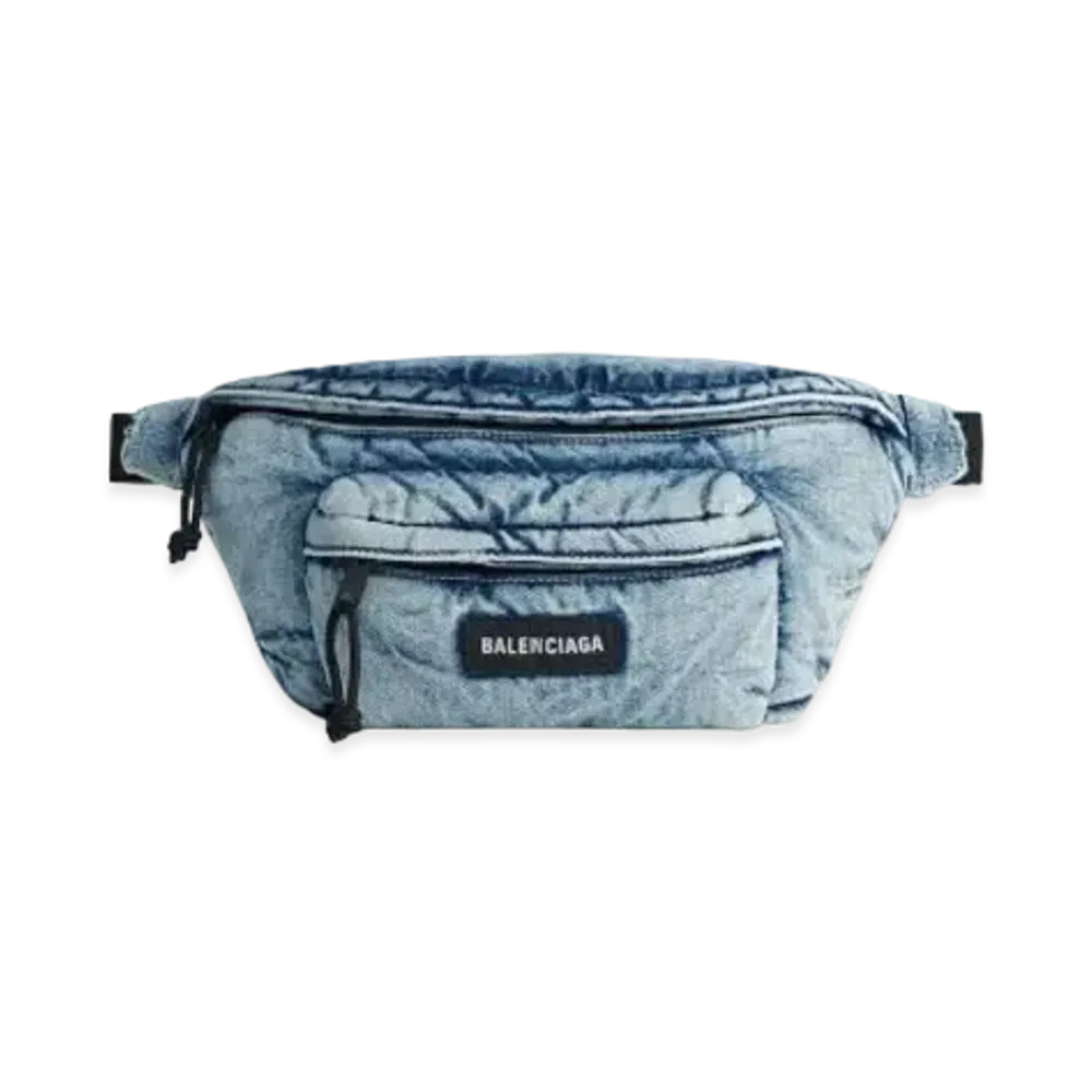 BALENCIAGA Explorer Denim Belt Bag "Faded Blue"