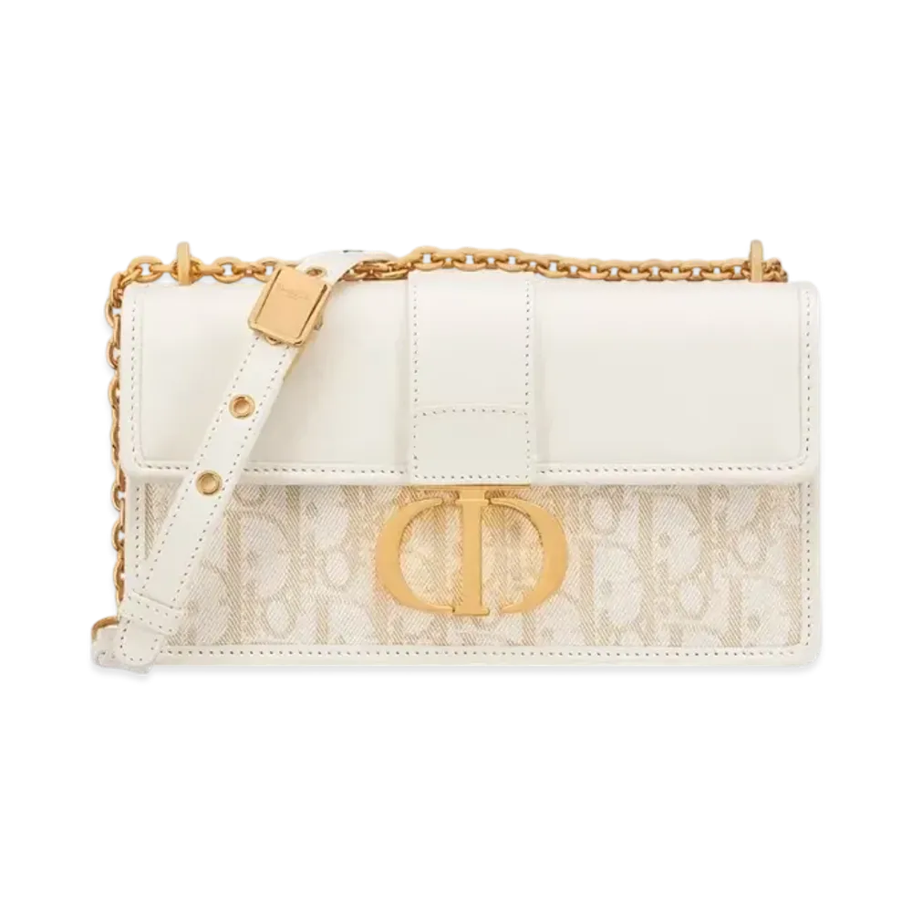 Dior 30 Montaigne East-West Bag with Chain Smooth Calfskin and Dior Oblique Denim "Denim"