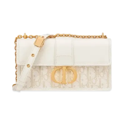Dior 30 Montaigne East-West Bag with Chain Smooth Calfskin and Dior Oblique Denim "Denim"