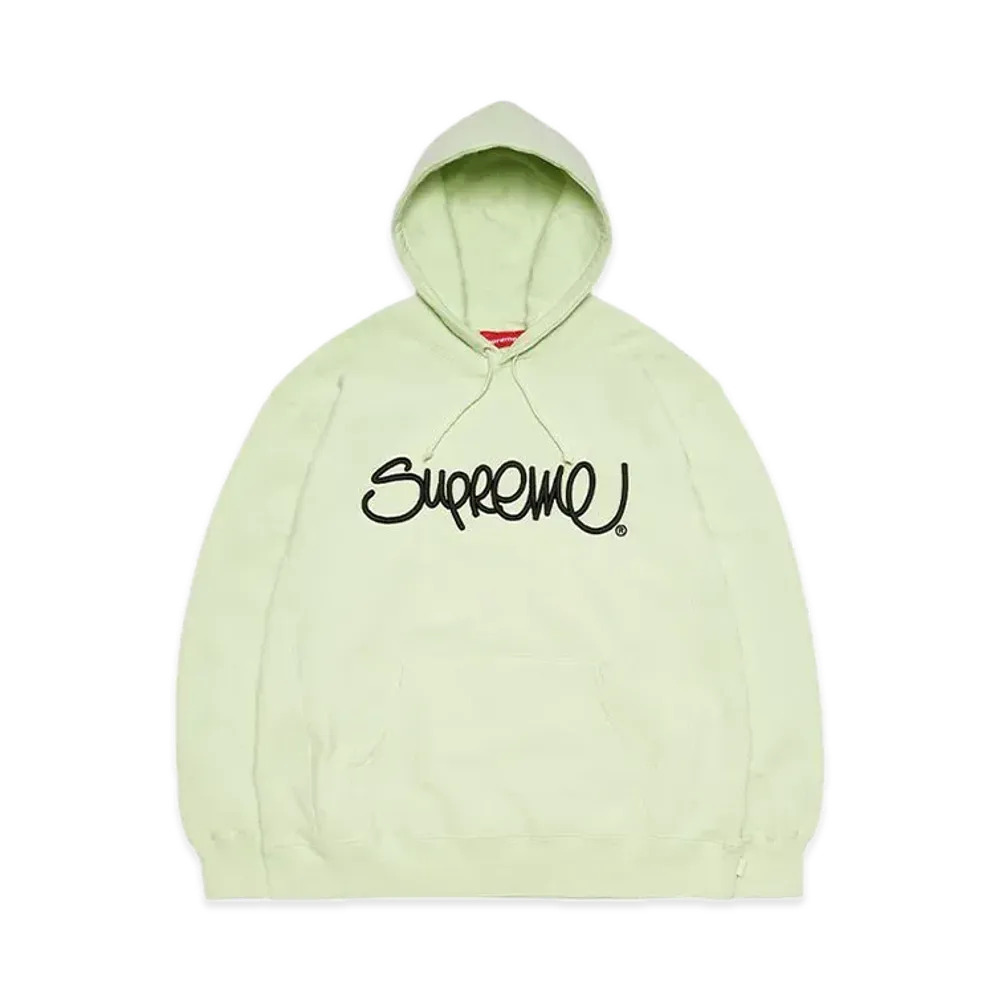 Supreme Raised Handstyle Hooded Sweatshirt "Pale Green"