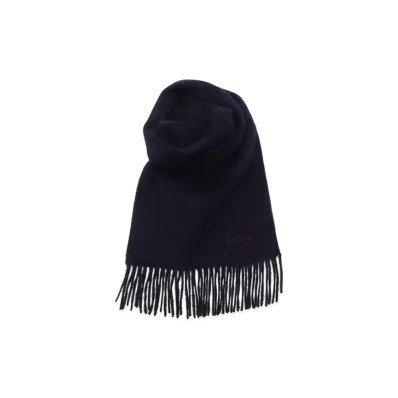 Paul Smith Scarf Logo Fringe Lambswool "Navy"