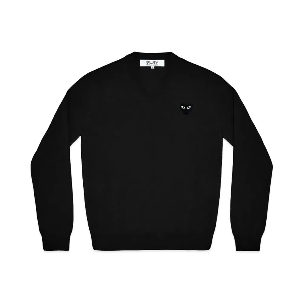 PLAY COMME des GARCONS V Neck Sweater "Black"