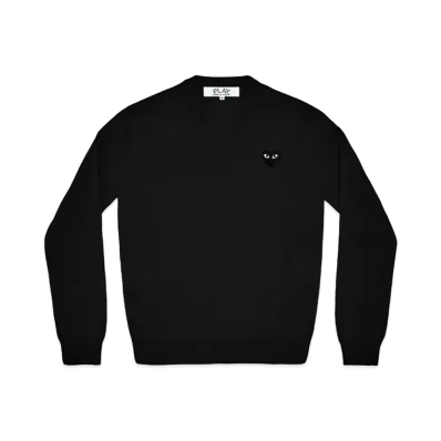 PLAY COMME des GARCONS V Neck Sweater "Black"
