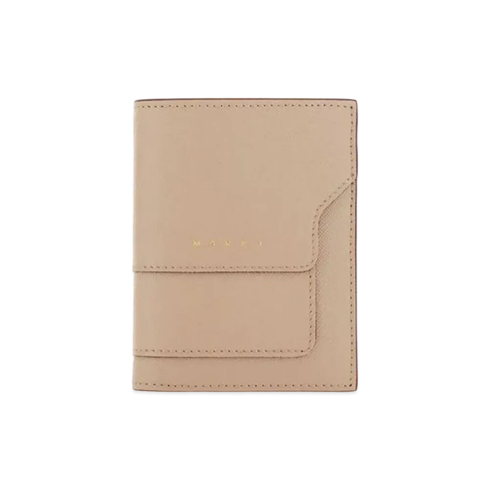 Marni Saffiano Leather Bi Fold Wallet "Beige"