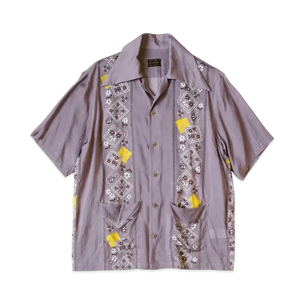 KAPITAL Silk Rayon Langle Color Cuba Shirt "Purple"