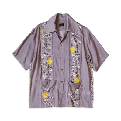 KAPITAL Silk Rayon Langle Color Cuba Shirt "Purple"