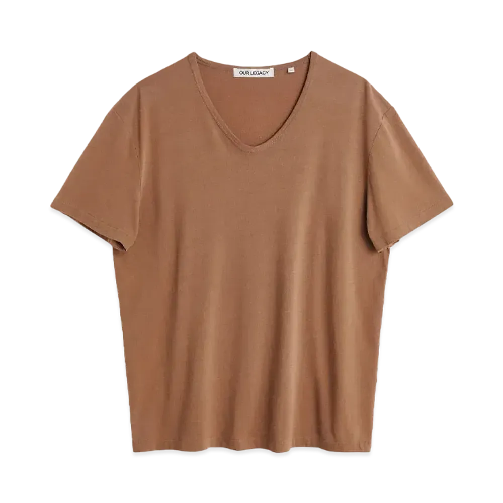 OUR LEGACY U-Neck T-Shirt Cotton Silk "Fudge"