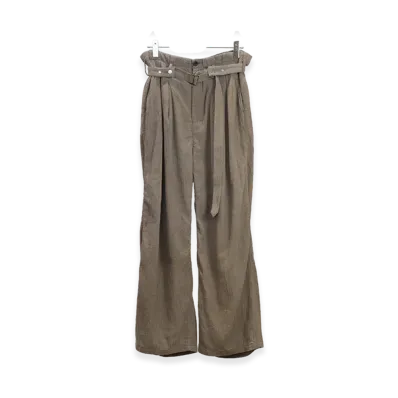 ANCELLM Belted Crepe Tuck Slacks "Greige"