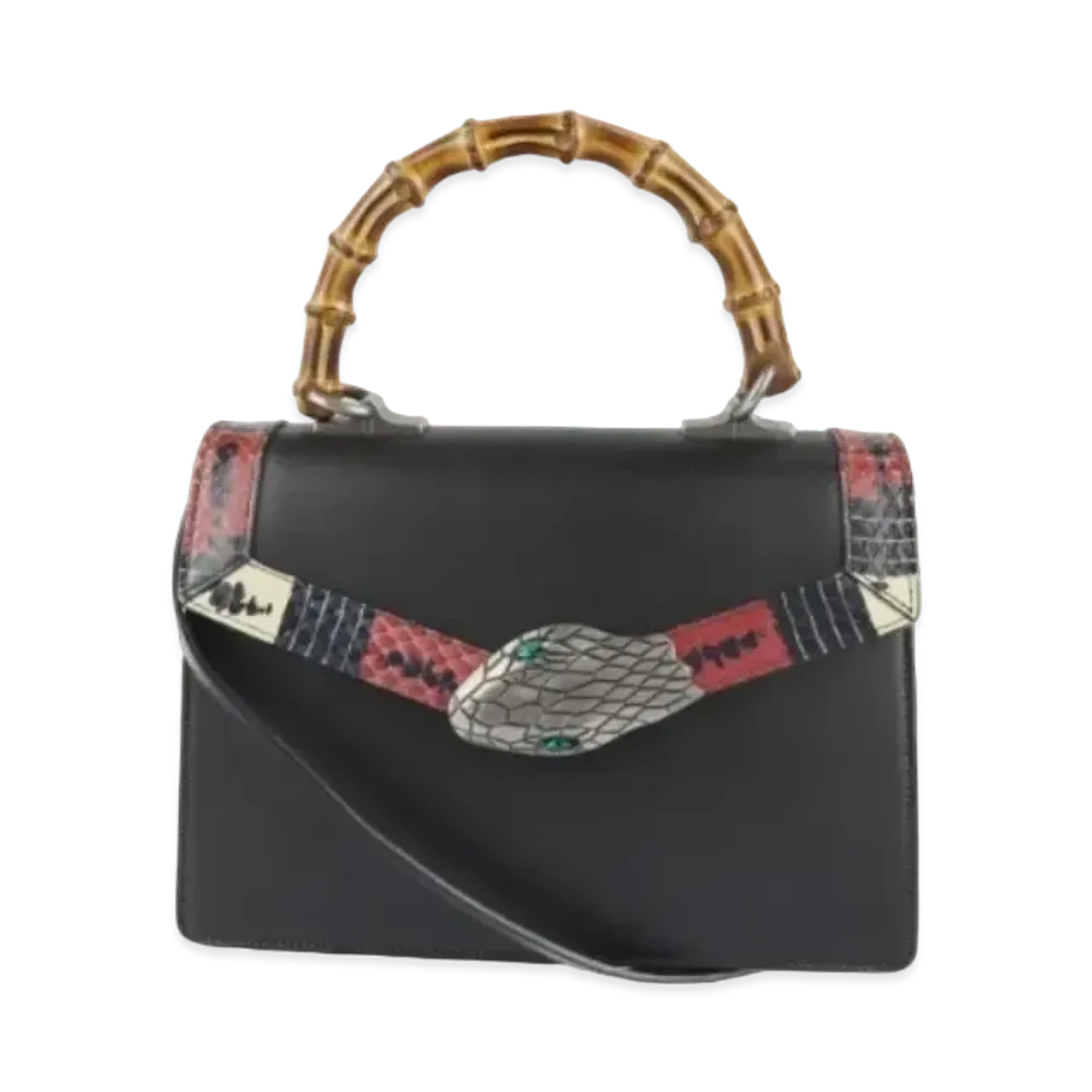 GUCCI Lilith Bamboo Handbag Leather "Black"