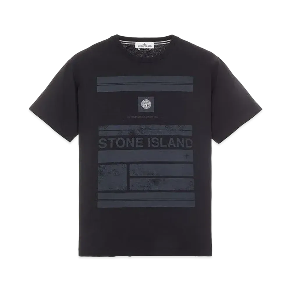 Stone Island 2NS78 COTTON JERSEY 'MOSAIC ONE' PRINT_SLIM FIT "Black"