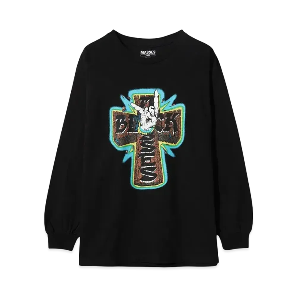 MASSES T-SHIRT L/S CROSS HAND "BLACK"