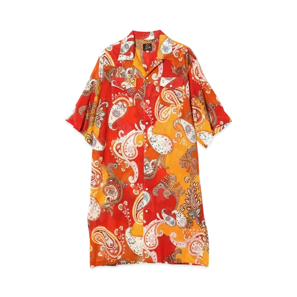 NEEDLES Western Shirt Dress - Printed Cotton Lawn / Floral "Red"