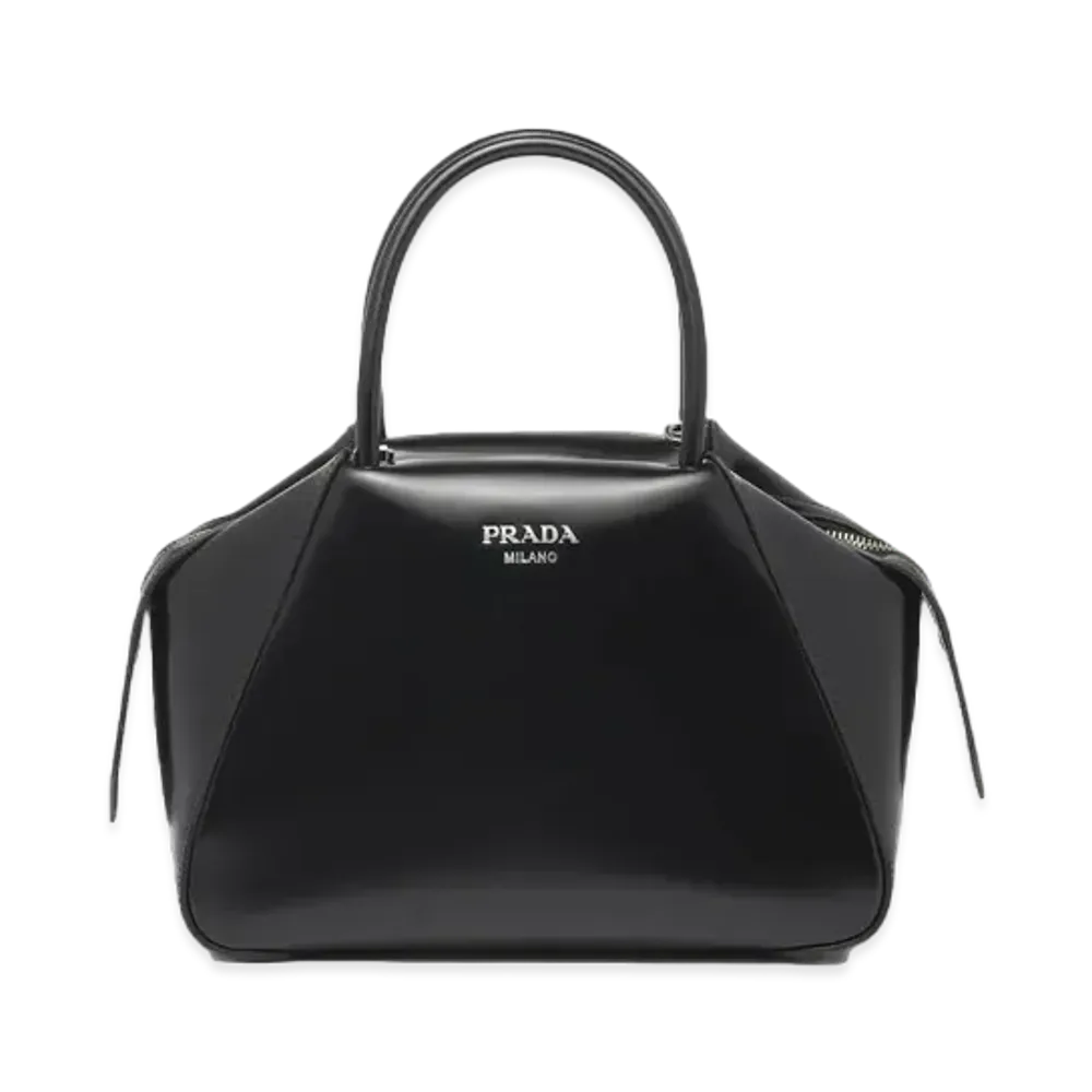 PRADA Small Brushed Leather Prada Supernova Handbag "Black"